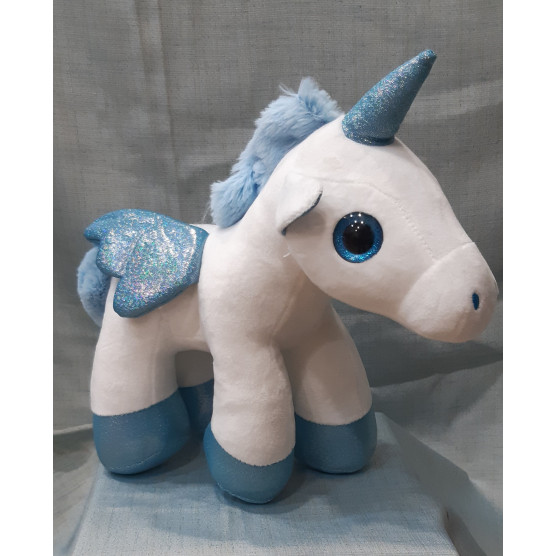 PELUCHE POLIESTER 31X12X36 UNICORNIO AZUL REF 218